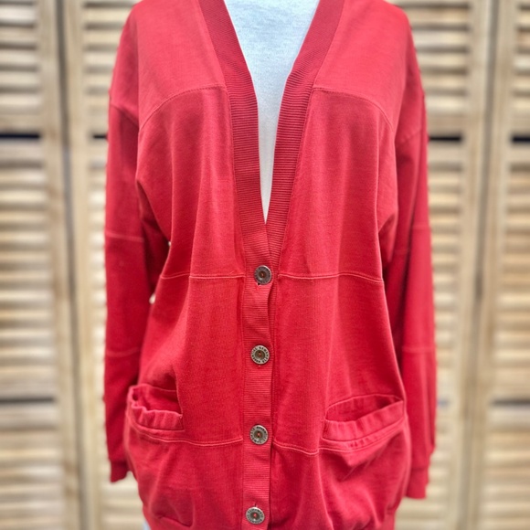 Essential Elements Vintage Red Grandpa Sweater with Pockets Size M - Picture 2 of 5